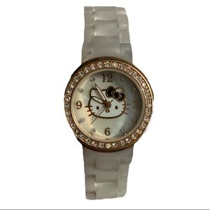 Hello Kitty White and Gold Watch with Rhinestones